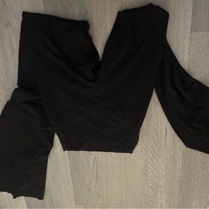 Black aerie crossover flared leggings